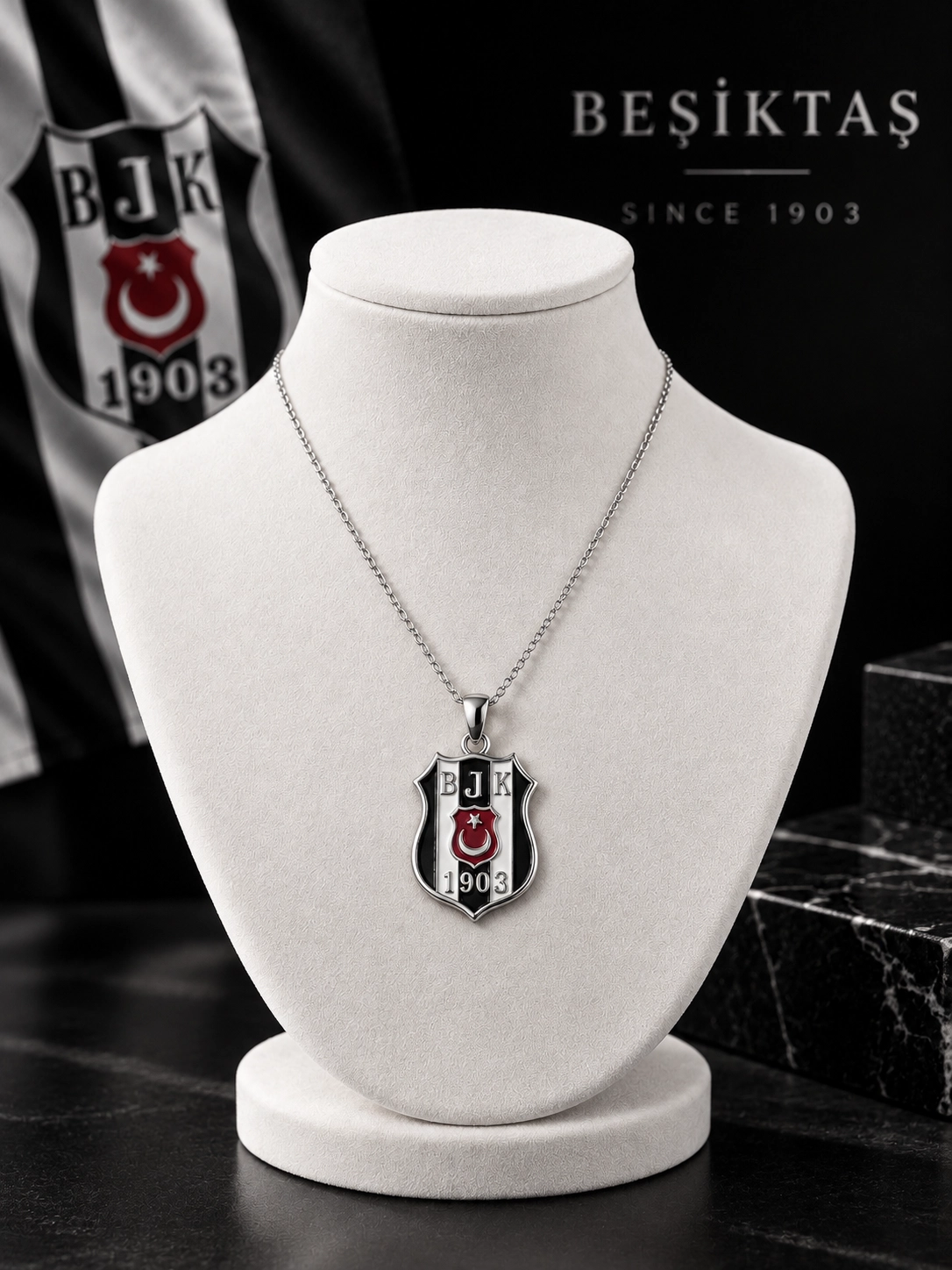925 Ayar Gümüş Beşiktaş Kolye
