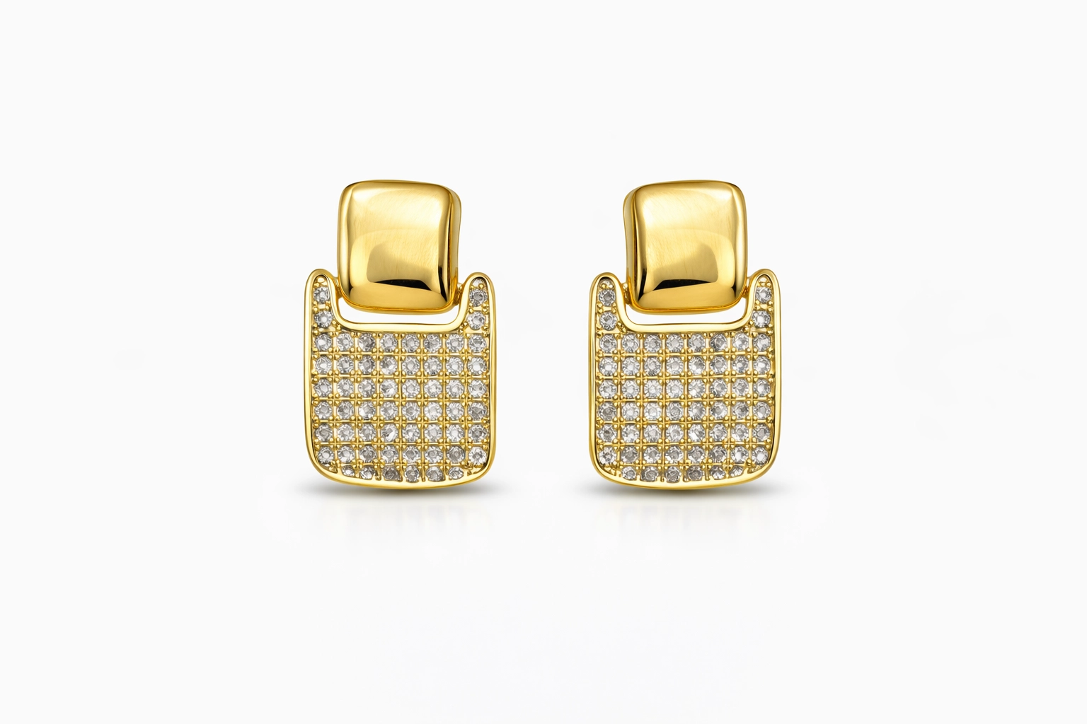 Taşlı Gold Küpe