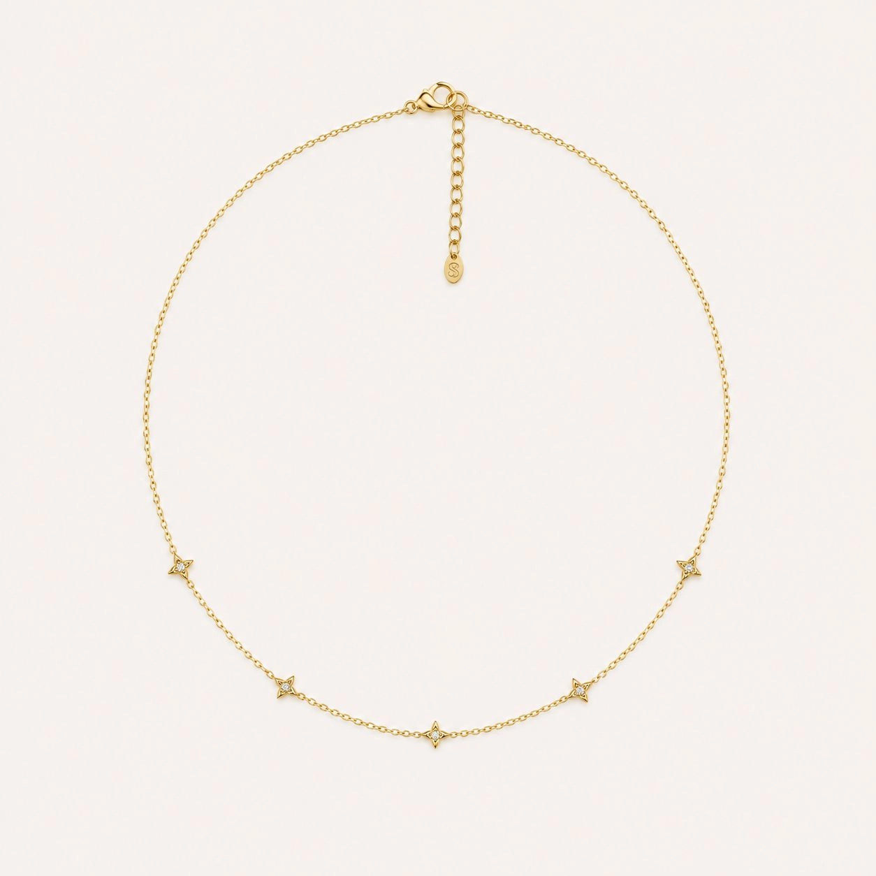 14 K GOLD RENGİ TAŞLI YILDIZ KOLYE
