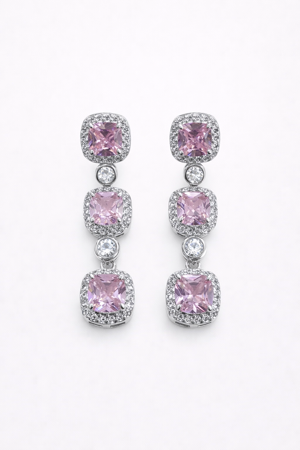 Pembe Taşlı Set Kolye – Bileklik – Küpe Seti
