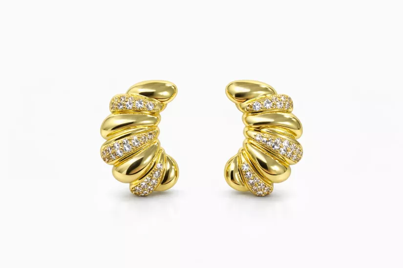 Gold Kaplama Taşlı Spiral Küpe | SO GOOD