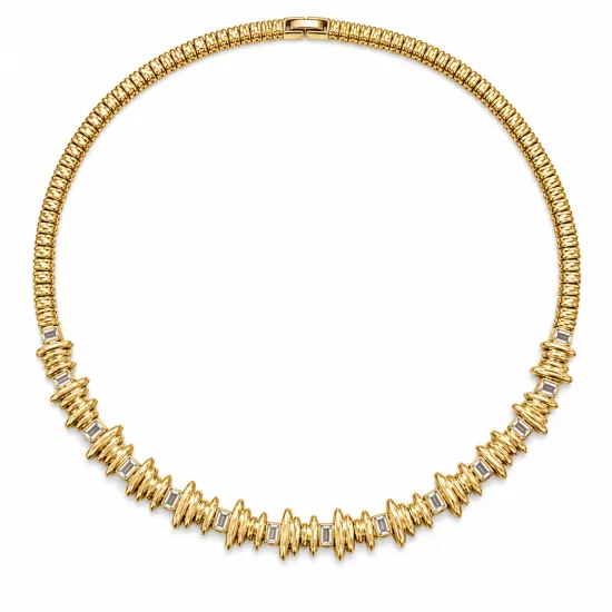 14K Gold Renk Baget Taşlı Tasarım Kolye | So Good