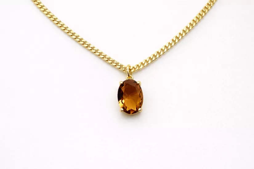 SARI YAKUT ZİNCİR KOLYE 14 K GOLD RENGİ