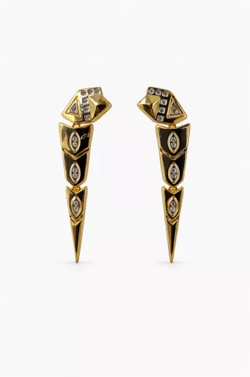 Aurum Blade Taşlı Uzun Küpe | Modern & Güçlü Tasarım