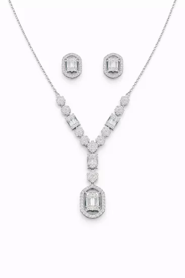 Baget Taşlı Kolye Küpe Set | SO GOOD