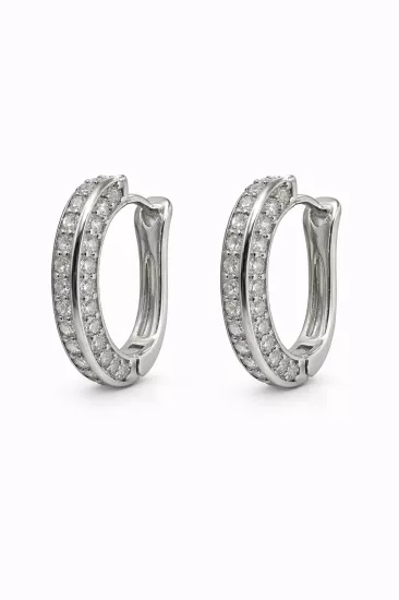 Taşlı Zirkon Halka Küpe | SO GOOD