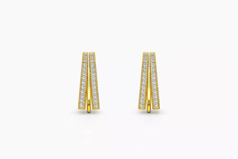 Duo Line Taşlı Çivi Küpe | SO GOOD