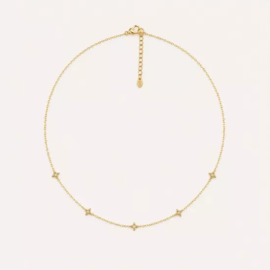 14 K GOLD RENGİ TAŞLI YILDIZ KOLYE