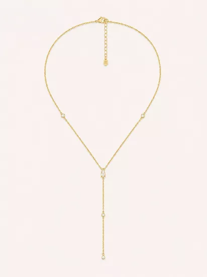 Taş Detaylı Gold Y Kolye | So Good