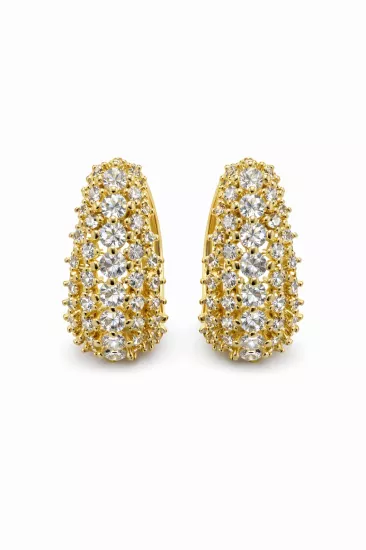 Taşlı Altın Renk Zirkon Küpe | SO GOOD