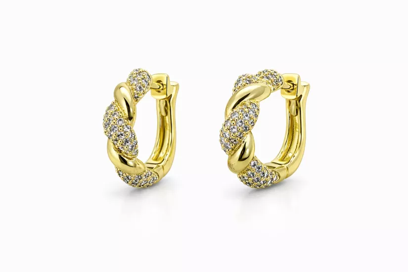 Taşlı Burgulu Gold Halka Küpe | SO GOOD