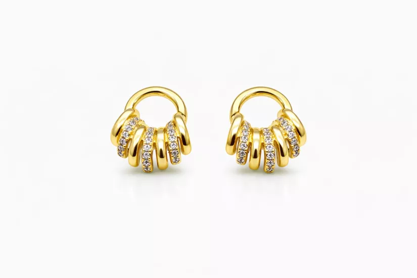 Taşlı Gold Çivi Küpe | SO GOOD