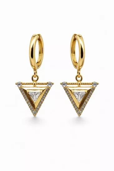 Üçgen Taşlı Sallantılı Halka Küpe | SO GOOD