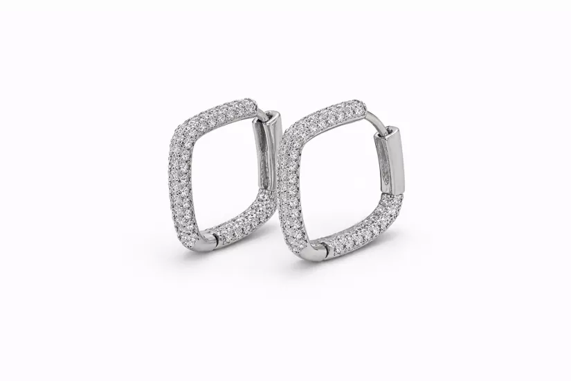 Zirkon Taşlı Kare Halka Küpe | SO GOOD